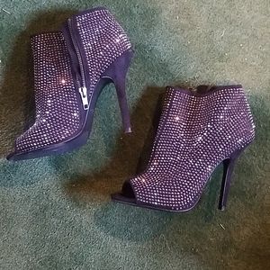 Zigisoho black crystal heel booties
